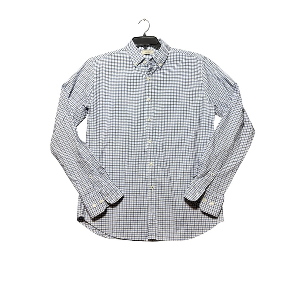 Savannah Button Down Mens Size M Blue Plaid Excellent Condition Long Sleeve
